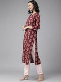 Yufta wine And beby pink Kurta And Palazzo Set | Grab2Buy