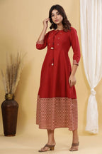 Yufta Maroon A-Line Anarkali Kurta | Grab2Buy