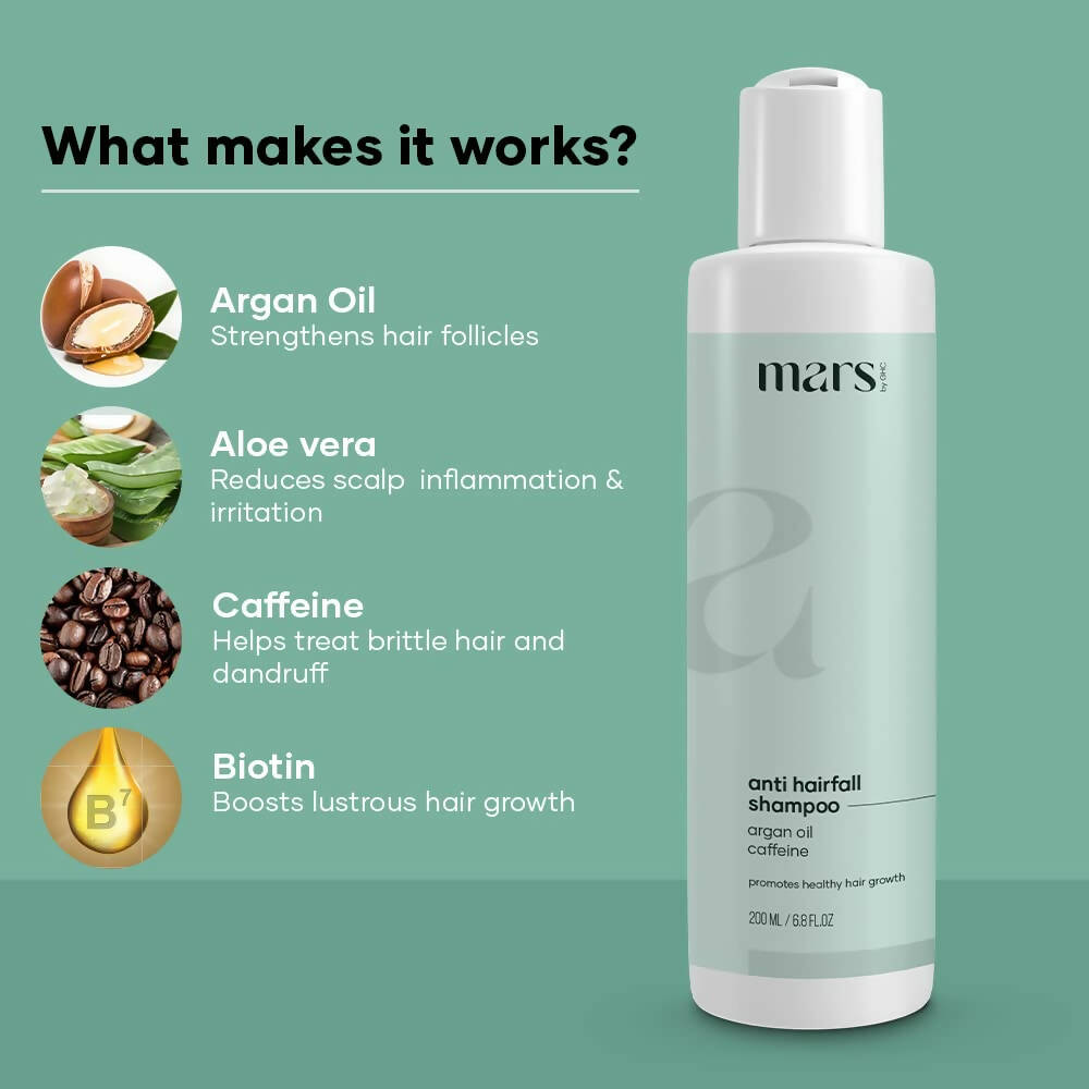 Mars By GHC Anti Hair Fall Hair Shampoo With Aloe Vera, Argan Oil & Caffeine | Grab2Buy