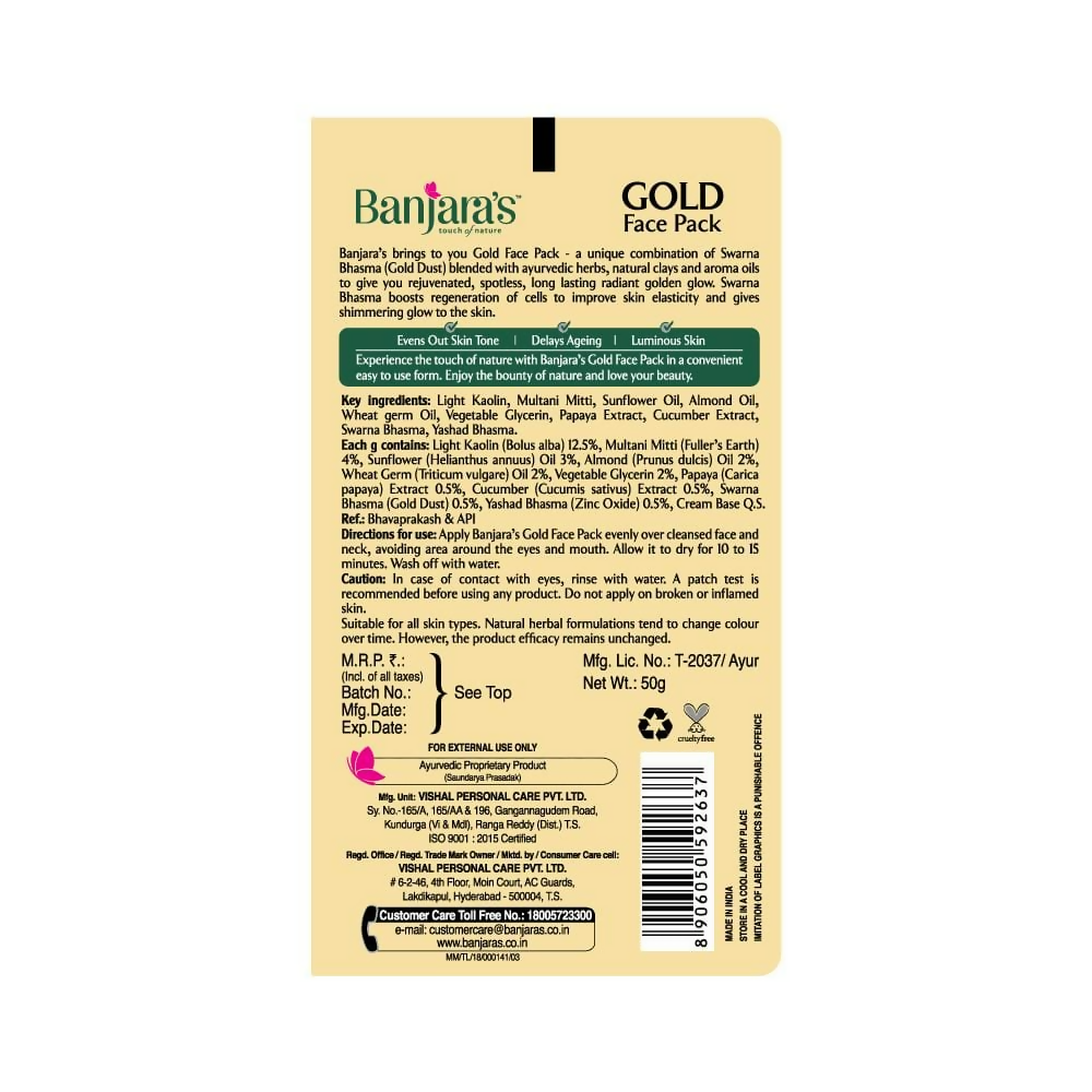 Banjara's 15 Minutes Gold Face Pack | Grab2Buy