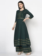 Aniyah Rayon Bottle Green Color Anarkali Palazzo Set (AN-204K) | Grab2Buy