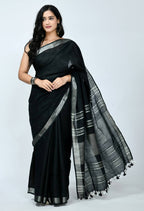 Mominos Fashion Moeza Bhagalpuri Handloom Silk Black Saree | Grab2Buy