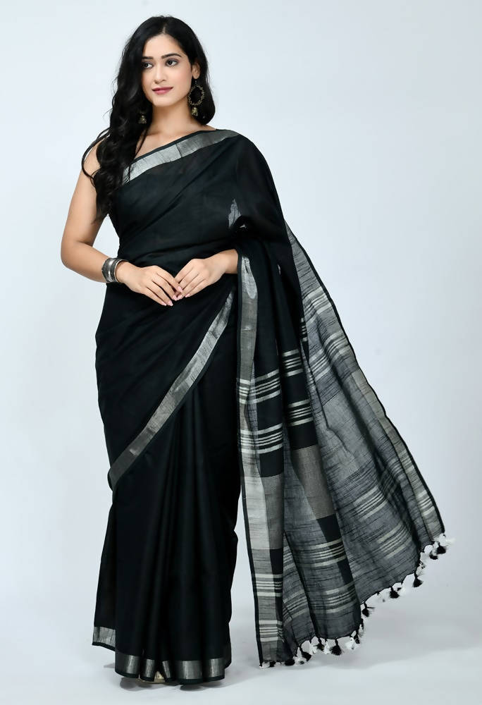 Mominos Fashion Moeza Bhagalpuri Handloom Silk Black Saree | Grab2Buy