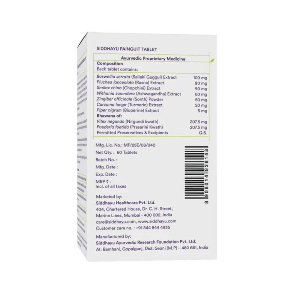 Siddhayu Ayurveda Painquit Natural 5 in 1 Joint Care Formula Tablets | Grab2Buy