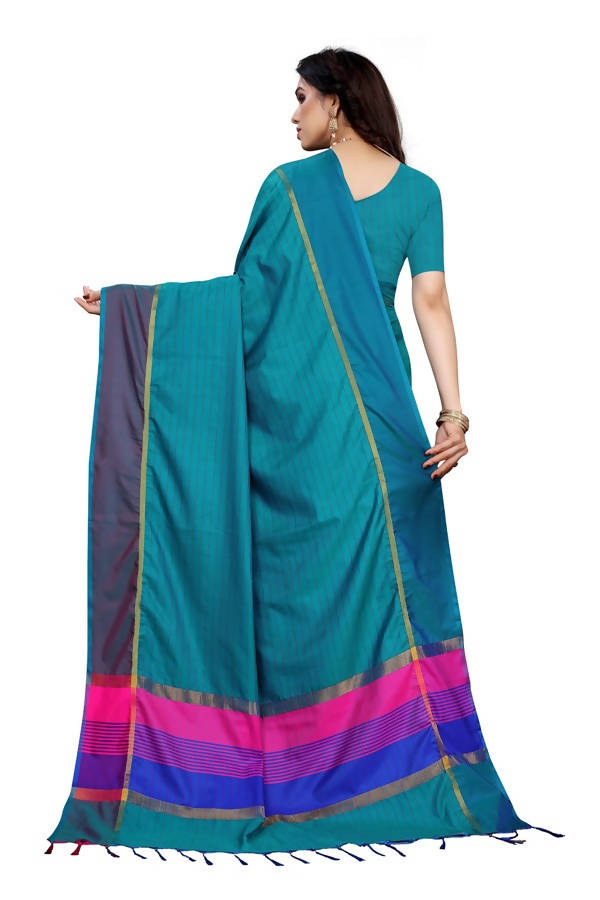 Vamika Rama Green Cotton Silk Weaving Saree (Binita Rama) | Grab2Buy