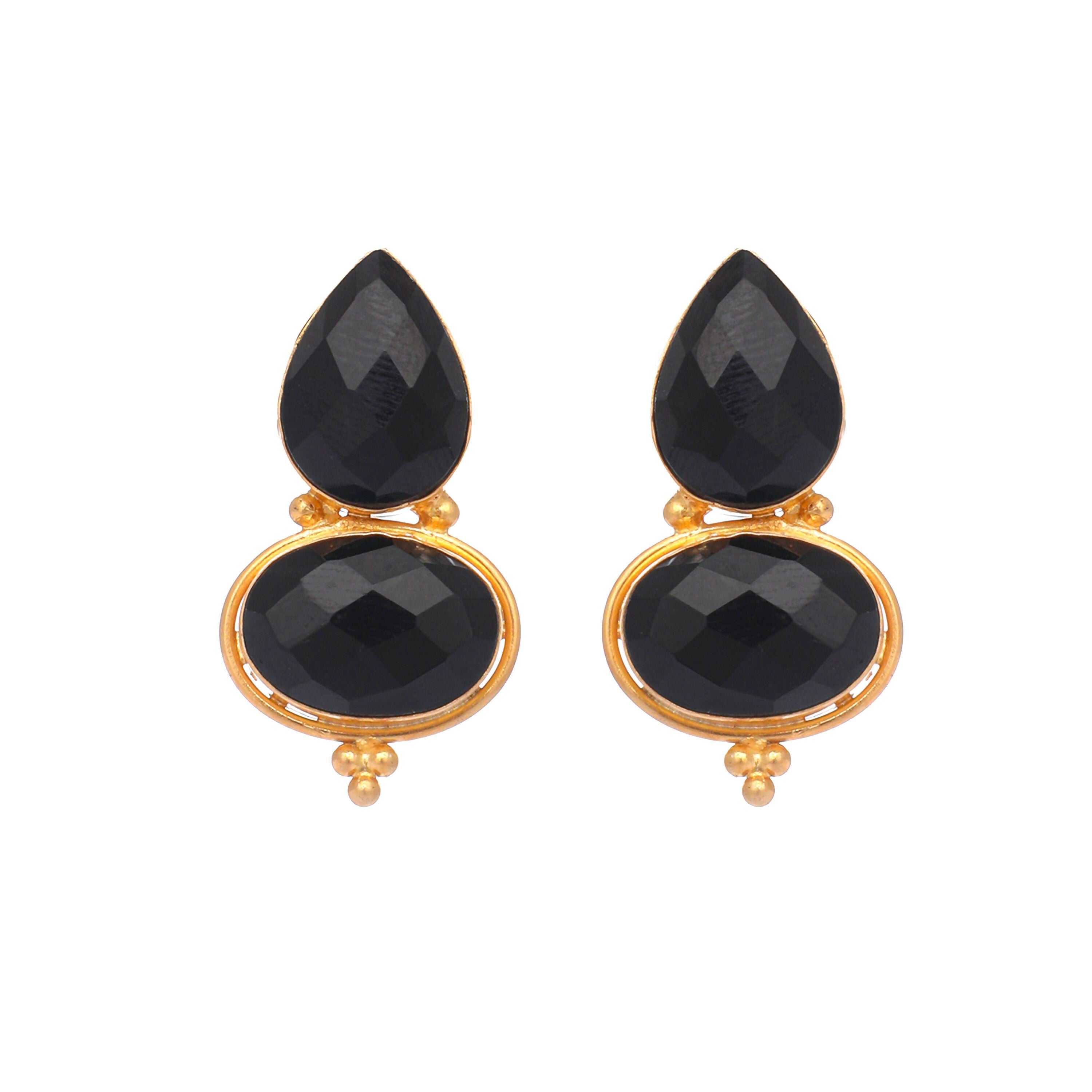 Nuyug 22K Gold Plated Black Embrace Earrings | Grab2Buy