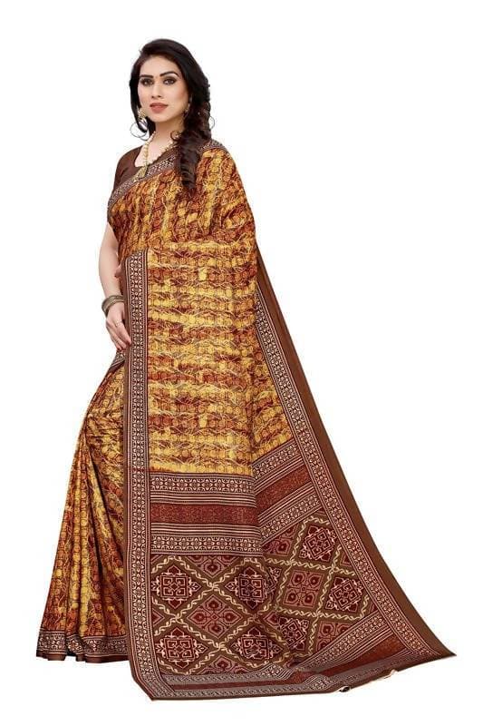 Vamika Printed Yellow Crepe Silk Saree (ICE YELLOW ) | Grab2Buy