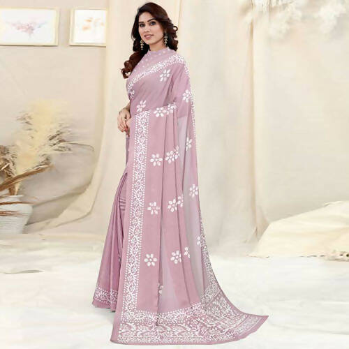 Women's Partywear Designer Pink Chinon Shiffon Fancy Saree - Dyuti | Grab2Buy