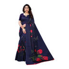 Vamika Printed Jute Silk Blue Saree (Elisa Navy) | Grab2Buy