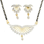 AanyaCentric Gold-Polished Mangalsutra Pendant Earring Set & Silver Plated Anklet | Grab2Buy