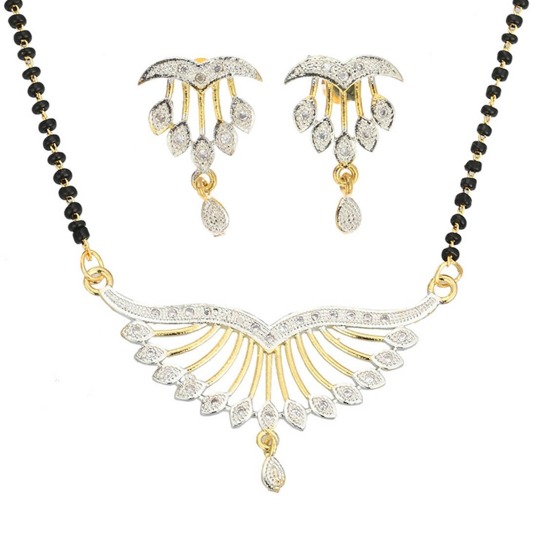 AanyaCentric Gold-Polished Mangalsutra Pendant Earring Set & Silver Plated Anklet | Grab2Buy