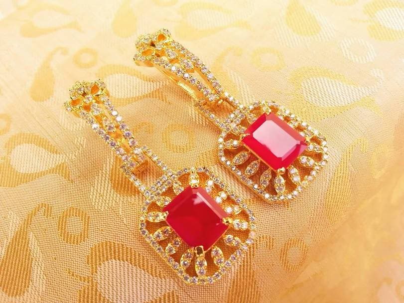 AD Ruby Designer Earrings | Grab2Buy