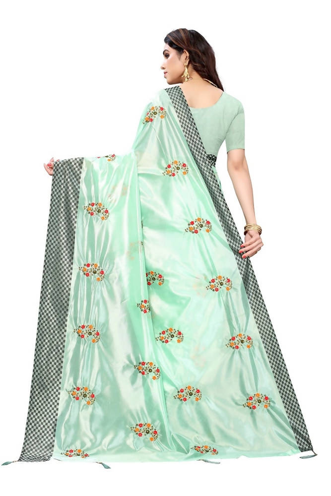 Vamika Green Crepe Embroidery Saree (Nirali Green) | Grab2Buy