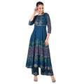 Aniyah Latest Cotton Block Printed Straight Kurta Blue Palazzo Set (AN-159K) | Grab2Buy