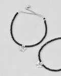 VOJ Set of 2 Butterfly Black Beads Anklet