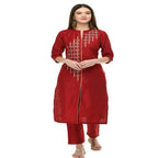 Lagi Women's Maroon Poly silk Straight Embroidred Kurta Pant (RO115A) | Grab2Buy