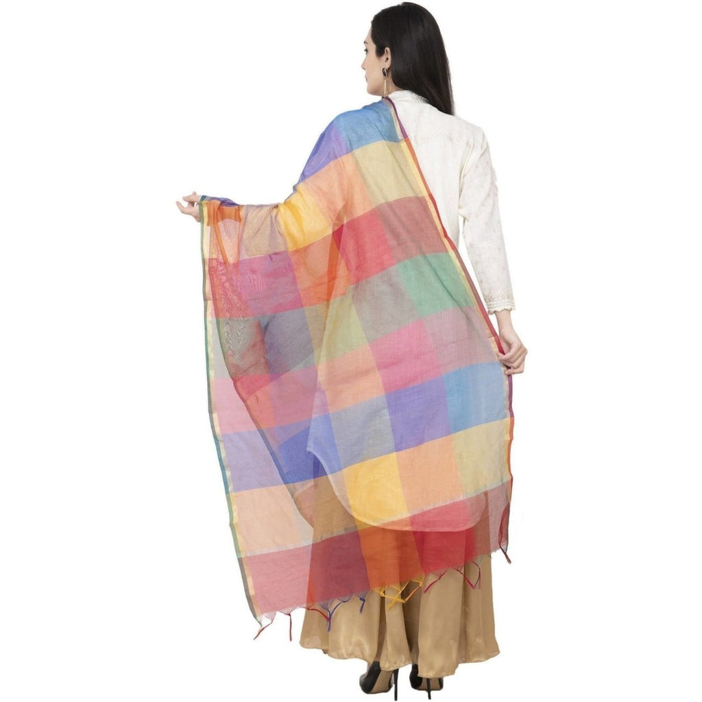 A R Silk Chanderi Multi Box Multi Box Multi Color Dupatta or Chunni | Grab2Buy