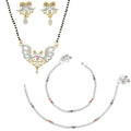 AanyaCentric Gold-Polished Mangalsutra Pendant Earring Set & Silver Plated Anklet | Grab2Buy