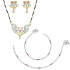 AanyaCentric Gold-Polished Mangalsutra Pendant Earring Set & Silver Plated Anklet | Grab2Buy