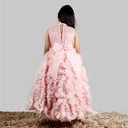 Pink Cow Fashions Old Rose Gown With Frill Ghera | Grab2Buy