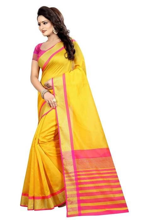 Vamika Yellow Cotton Silk Weaving Saree (MASTANI WAEVING SAREE) | Grab2Buy