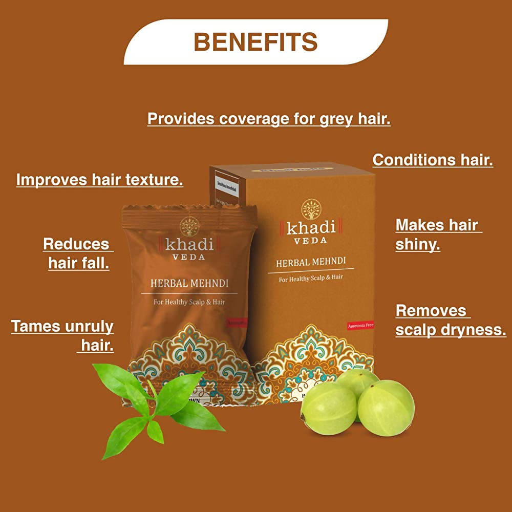 Khadi Veda Brown Herbal Mehndi For Healthy Scalp & Hair | Grab2Buy