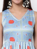 Myshka Cotton Printed Sleeveless Round Neck Multicolor Casual Women's Dress | Grab2Buy