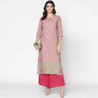 Cheera Hand Block Print Pink Colour Straight Kurta With Palazzo (MAAI-077K) | Grab2Buy