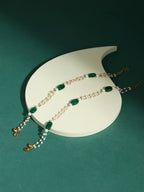 Gold-Polished White Green Pearl Beaded Anklets - Ruby Raang | Grab2Buy