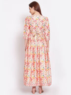 Myshka Women's Multi Printed Cotton Blend 3/4 Sleeve Squre Casual Dress | Grab2Buy
