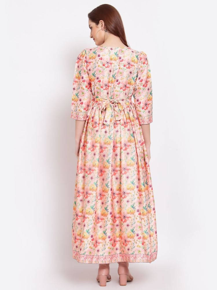 Myshka Women's Multi Printed Cotton Blend 3/4 Sleeve Squre Casual Dress | Grab2Buy