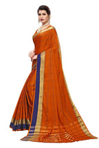 Vamika Orange Cotton Silk Weaving Saree (Rimi Checks Orange) | Grab2Buy