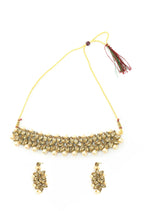 Mominos Fashion Johar Kamal Gold-Polished Brass Finish Kundan/Pearls Choker For Women (Golden) | Grab2Buy