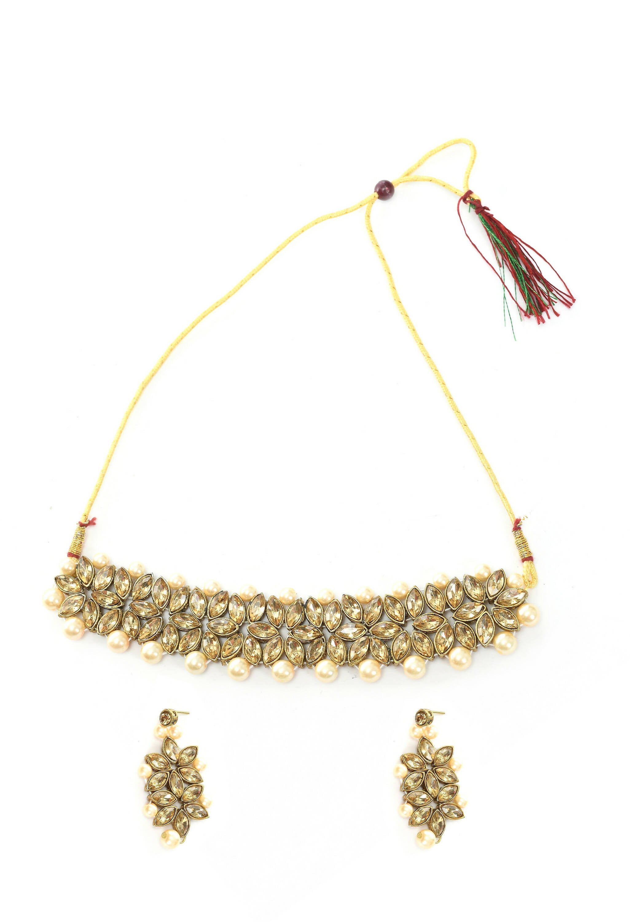 Mominos Fashion Johar Kamal Gold-Polished Brass Finish Kundan/Pearls Choker For Women (Golden) | Grab2Buy