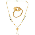 AanyaCentric Gold-Polished Mangalsutra & Ring Set