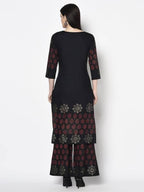 Aniyah Rayon Black Color Block Print Straight Kurta (AN-190K) | Grab2Buy
