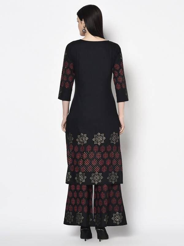 Aniyah Rayon Black Color Block Print Straight Kurta (AN-190K) | Grab2Buy