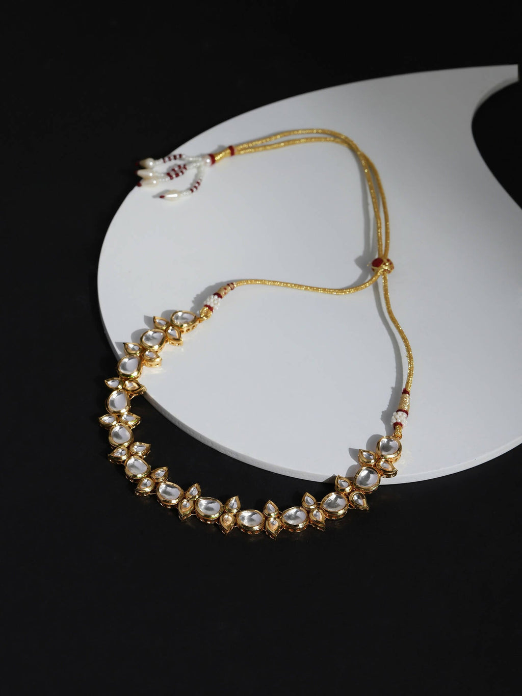 Gold-Toned White Brass Gold-Polished Necklace - Ruby Raang | Grab2Buy