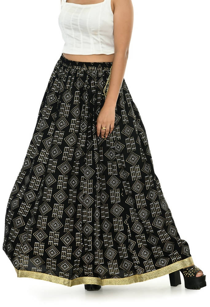 Mominos Fashion Moeza Cotton Black Printed Lehenga (Lancha) | Grab2Buy