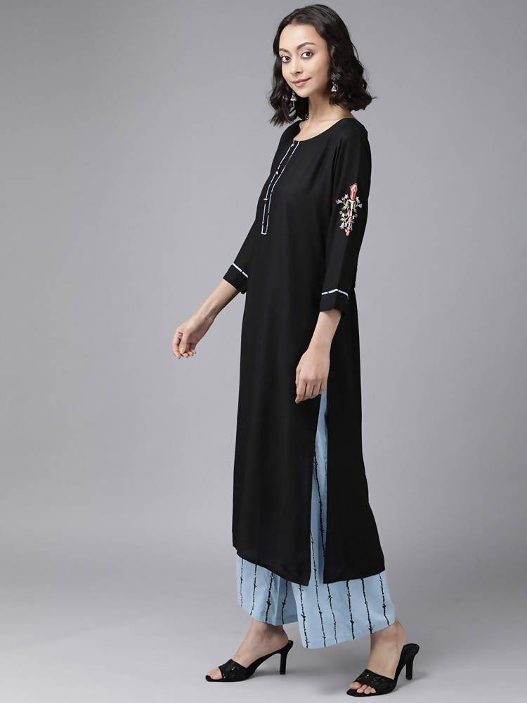 Yufta Black Kurta with Palazzo Set | Grab2Buy