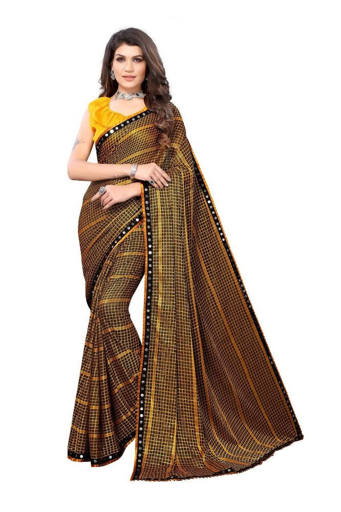 Vamika Yellow Lycra Knitted Saree | Grab2Buy