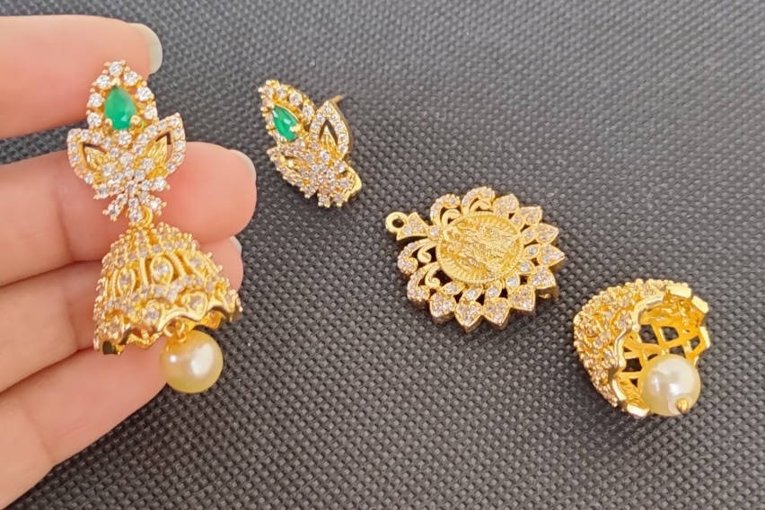 AD Emeralds Designer 4 in 1 Earrings | Grab2Buy