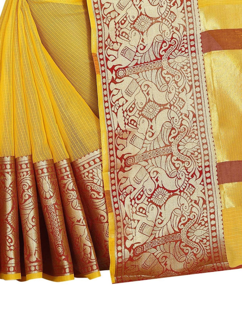 Vamika Banarasi Jaquard Yellow Weaving Saree | Grab2Buy