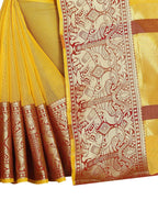 Vamika Banarasi Jaquard Yellow Weaving Saree | Grab2Buy
