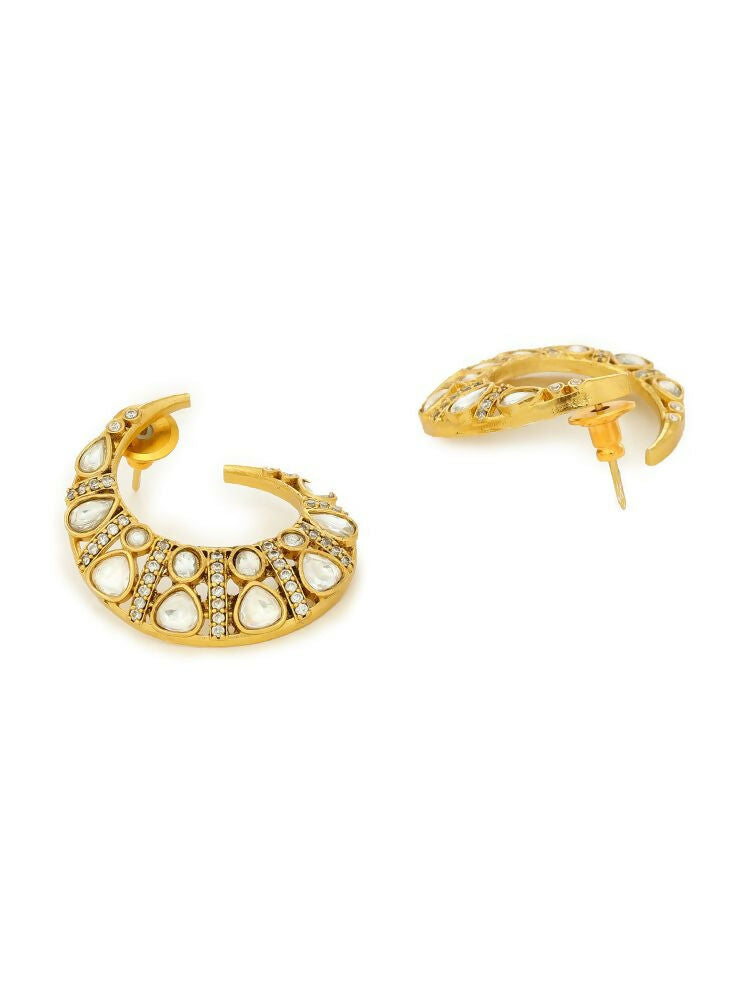 Moissanite Gold plated Round Earrings - Ruby Raang | Grab2Buy