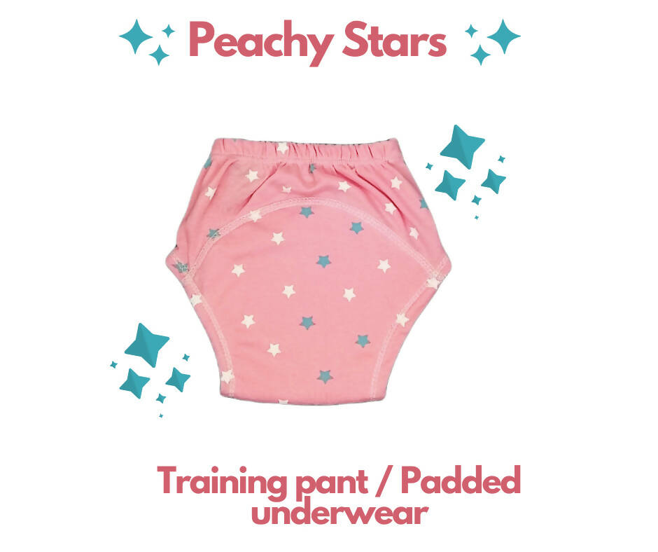 Kindermum Cotton Padded Pull Up Training Pants/Padded Underwear For Kids Peachy Star & Green Car-Set of 2 pcs | Grab2Buy