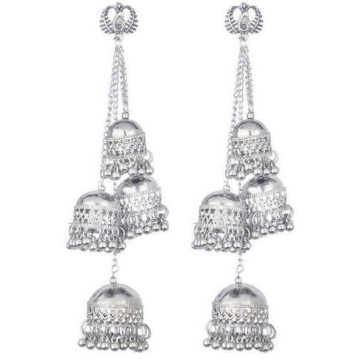 MS Fashion India Traditional Kashmiri Silver Four Jhumka Earrings | Grab2Buy