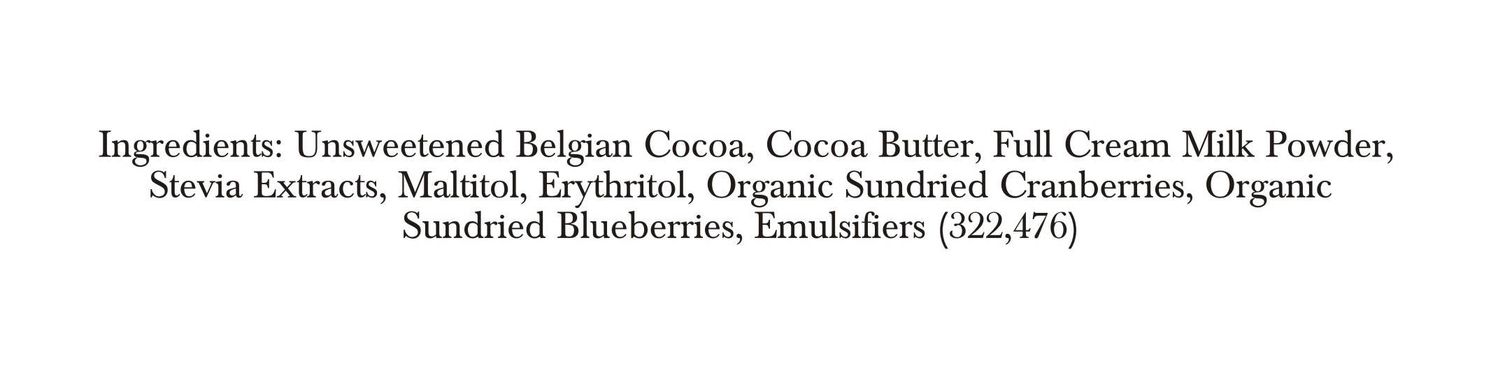 Zevic Belgian Couverture Chocolate with Organic Cranberries and Blueberries
