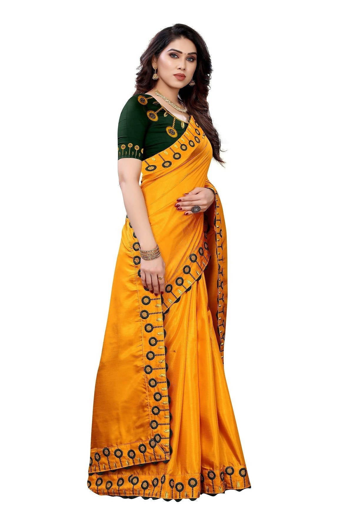 Vamika Mustard Dola Silk Embroidery Saree (SARIKA MUSTARD) | Grab2Buy
