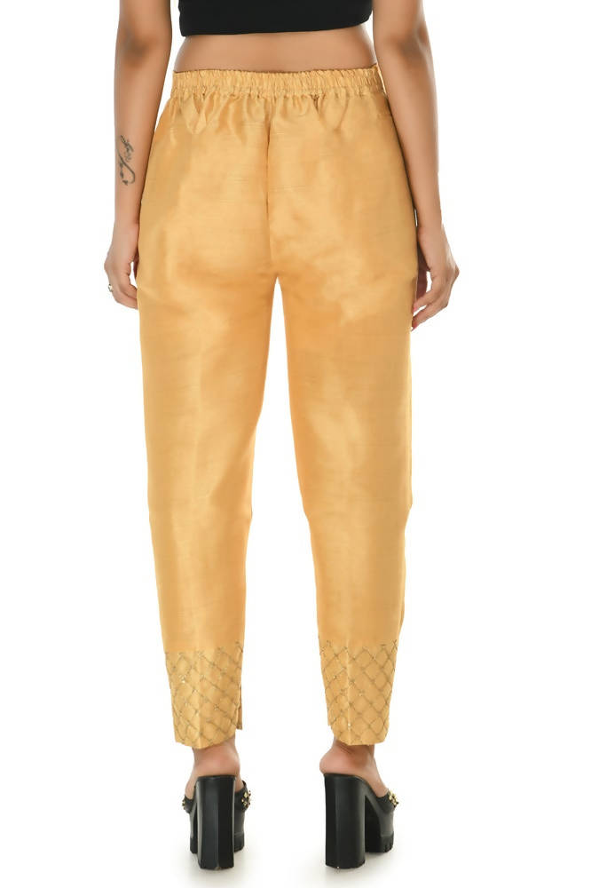 Mominos Fashion Moeza Silk Golden Color Pant | Grab2Buy